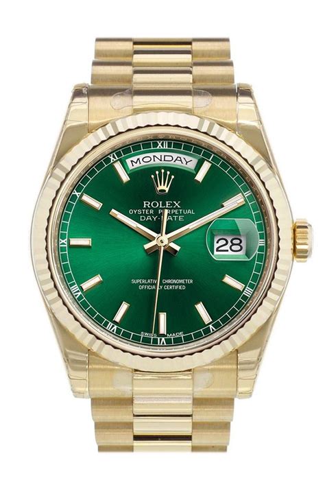 rolex day date oro green dial|rolex day date 36 price.